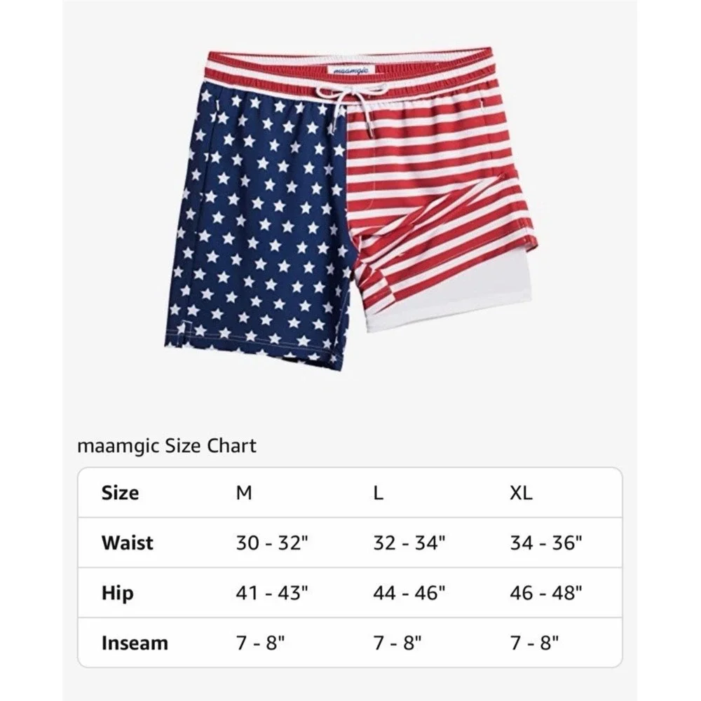 maamgic‎ Swim Trunks Board Shorts Mens Size L Compression Liner NWT Zip Pockets